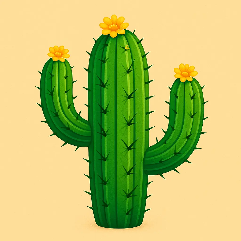 iOS app icon template with green cactus and flowers
