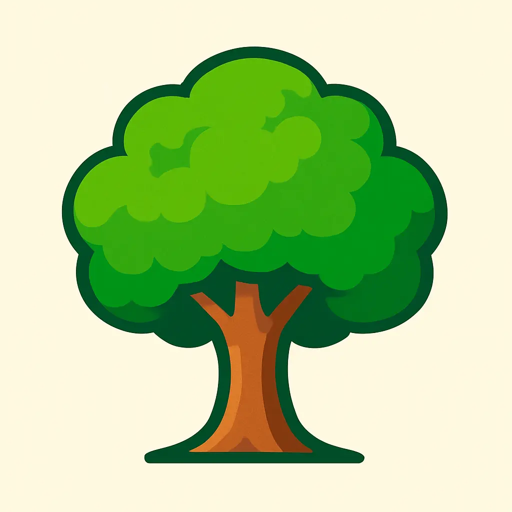 iOS app icon template with green tree and round canopy