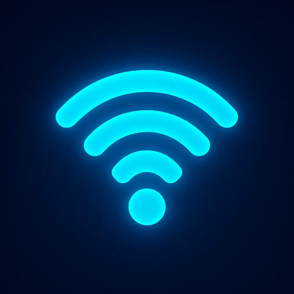 iOS app icon template with glowing cyan wifi bars