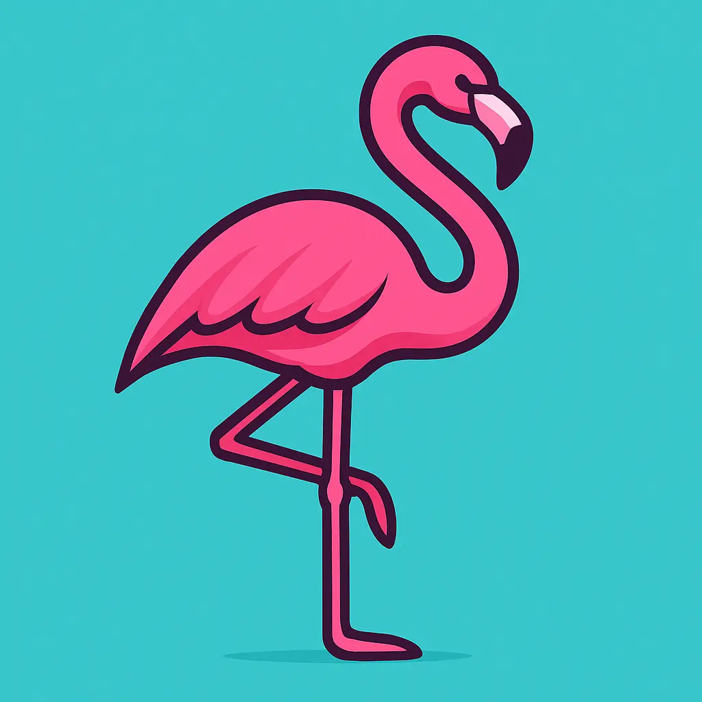 iOS app icon template with bold pink flamingo