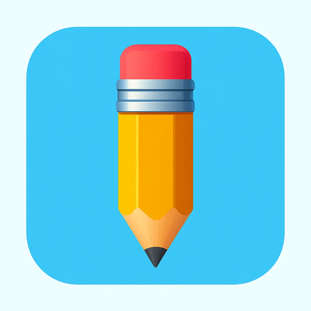 iOS app icon template with yellow pencil and eraser