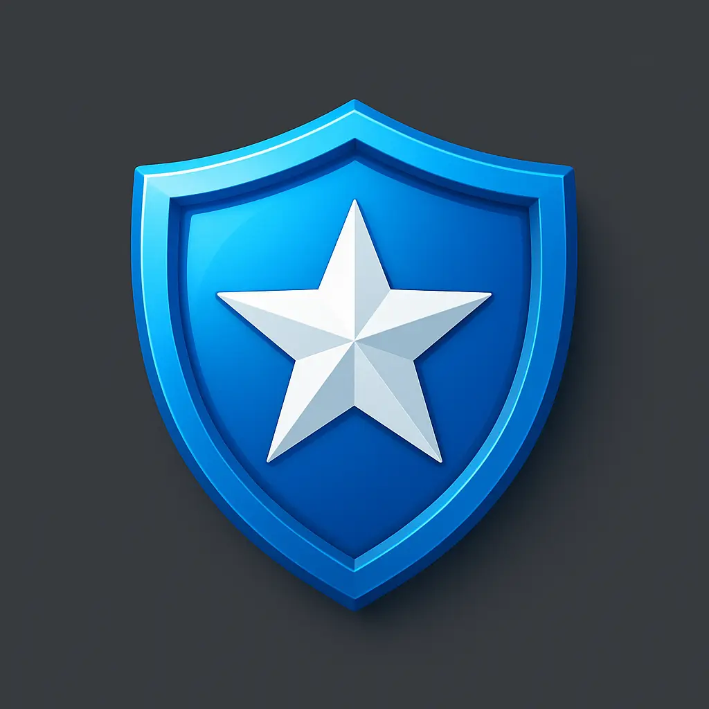 iOS app icon template with shiny blue shield