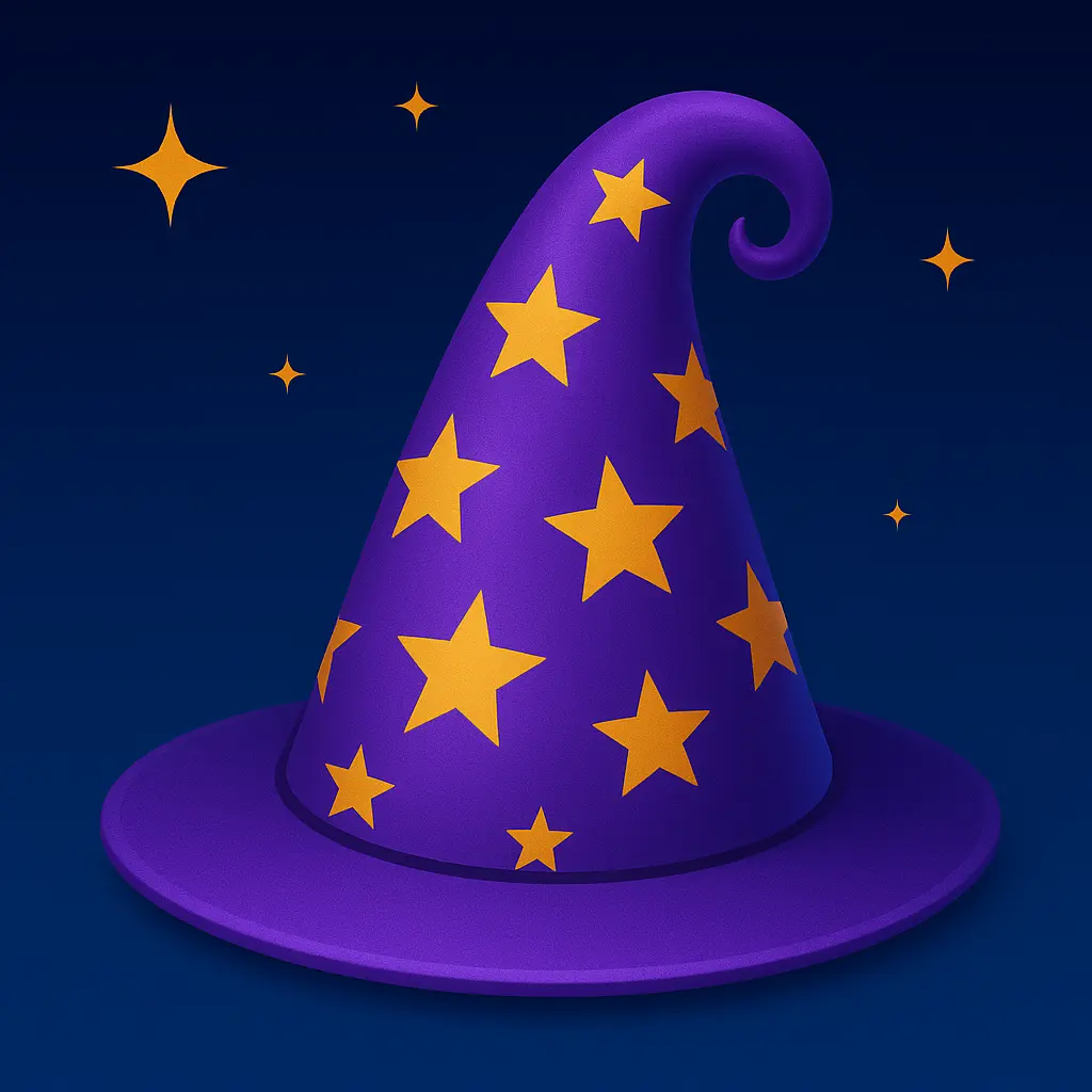 iOS app icon template with purple wizard hat