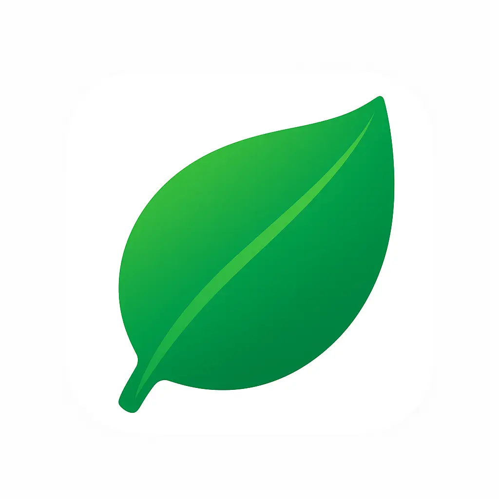 iOS app icon template with stylized green leaf