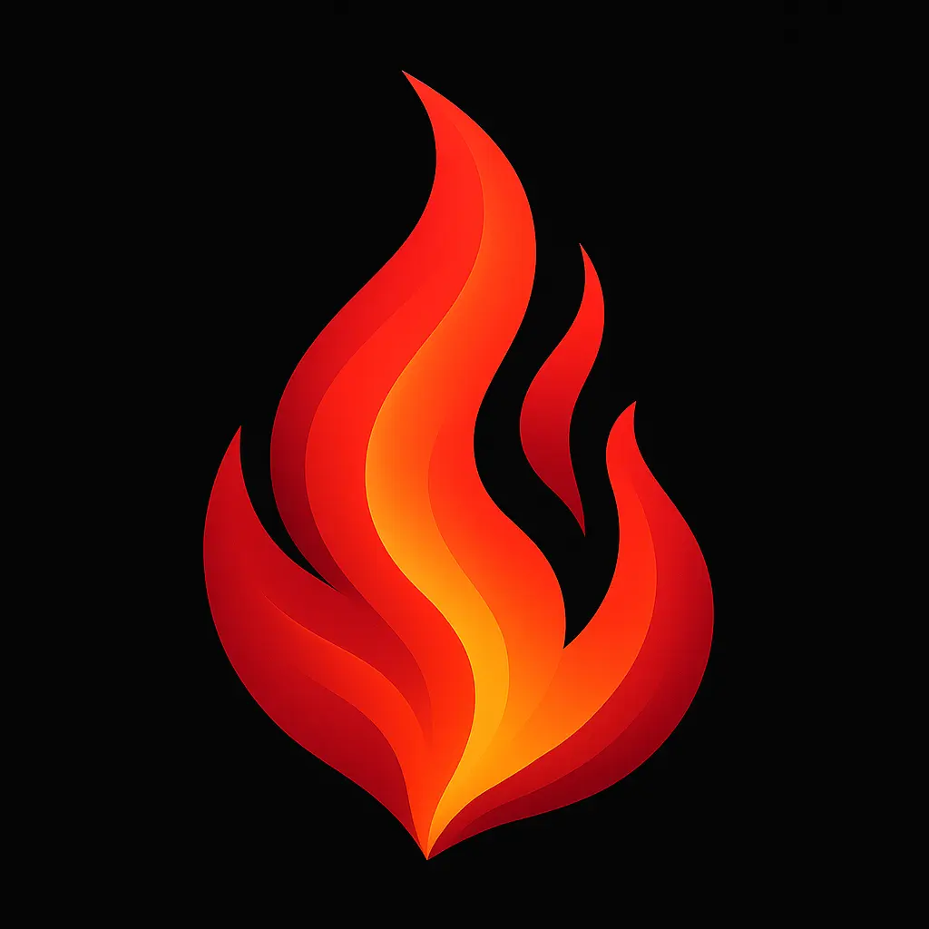 iOS app icon template with stylized red flame