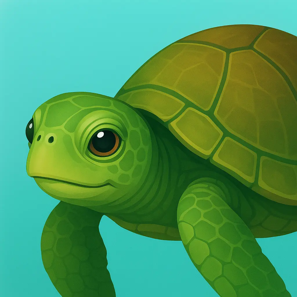 iOS app icon template with green turtle and shell pattern