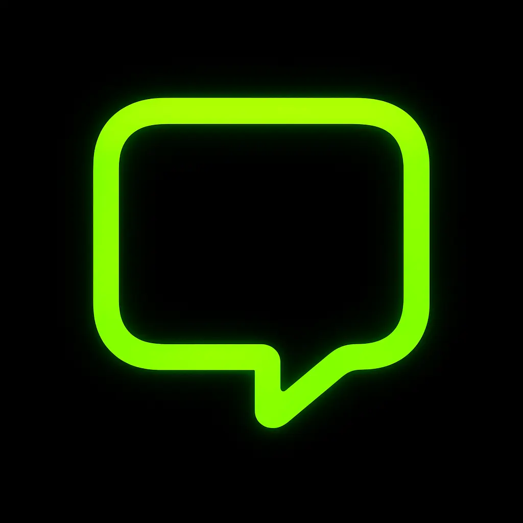 iOS app icon template with neon green speech bubble