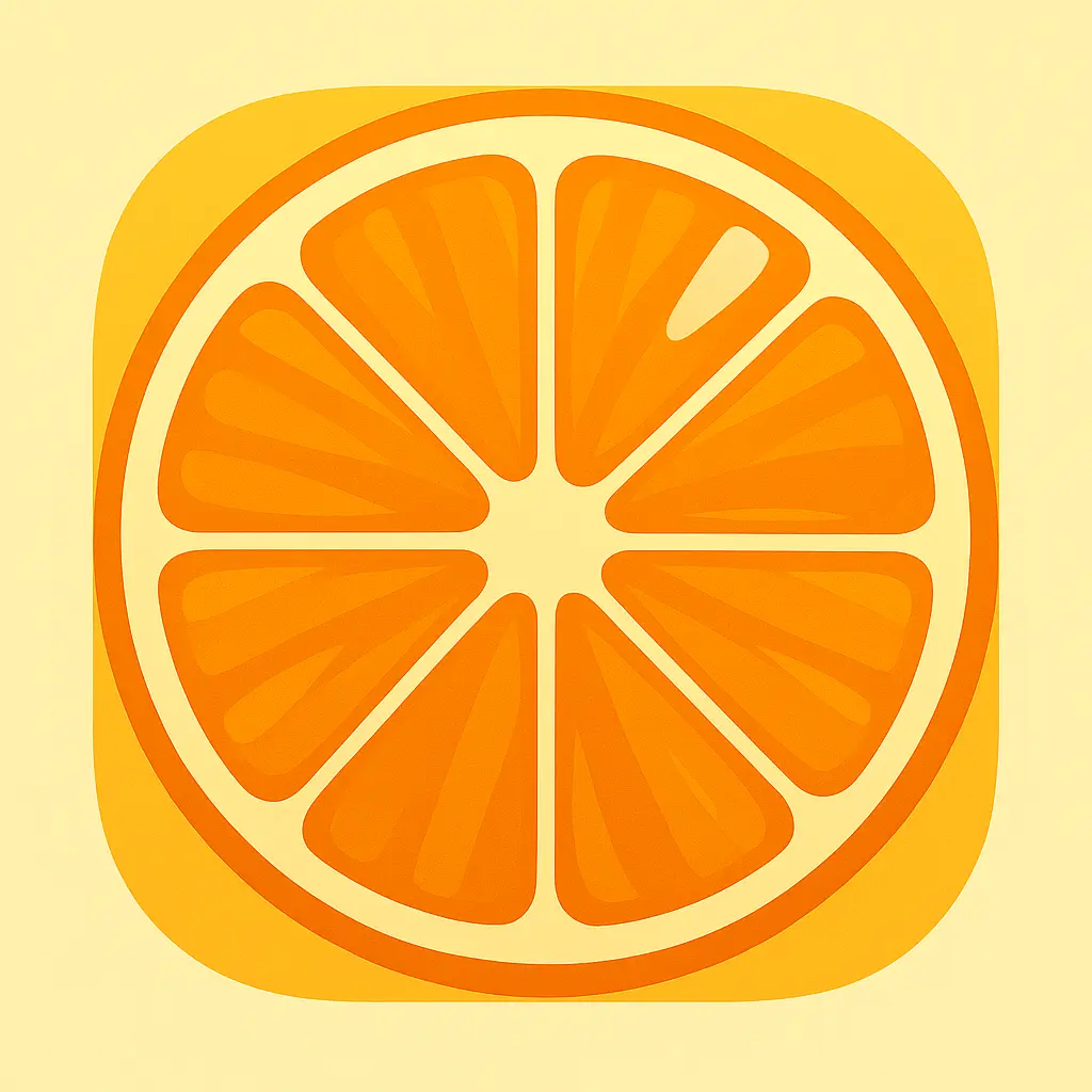 iOS app icon template with orange slice and segments