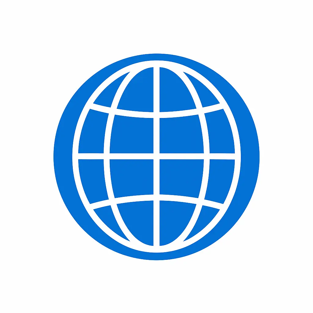 iOS app icon template with blue globe and grid lines