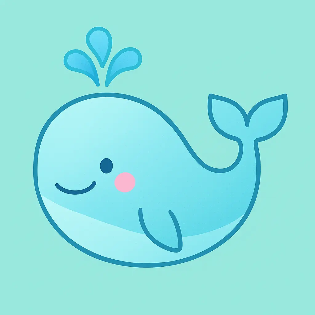 iOS app icon template with blue whale and water spout