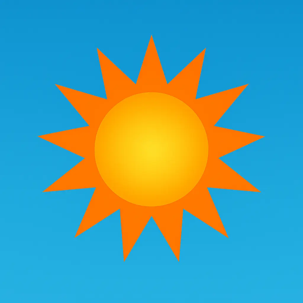 iOS app icon template with orange sun and pointed rays