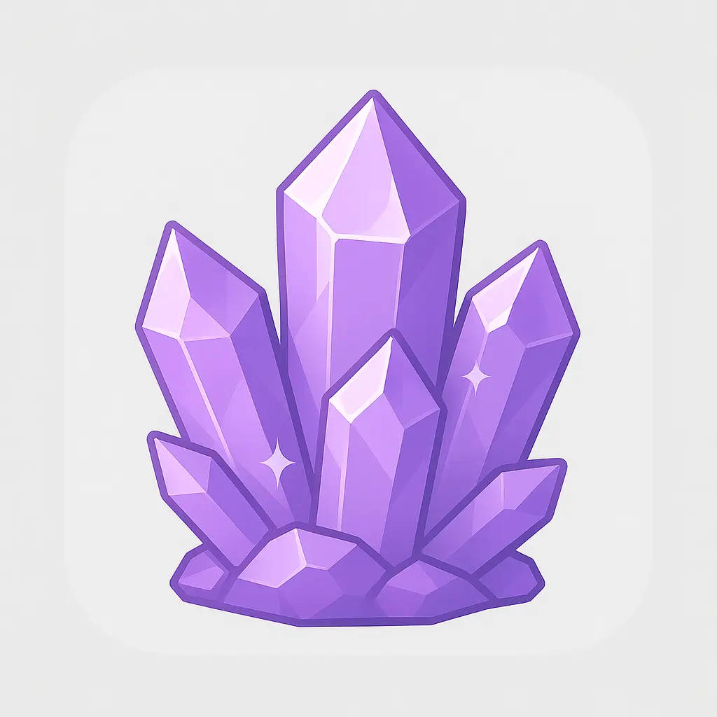 iOS app icon template with purple crystal cluster