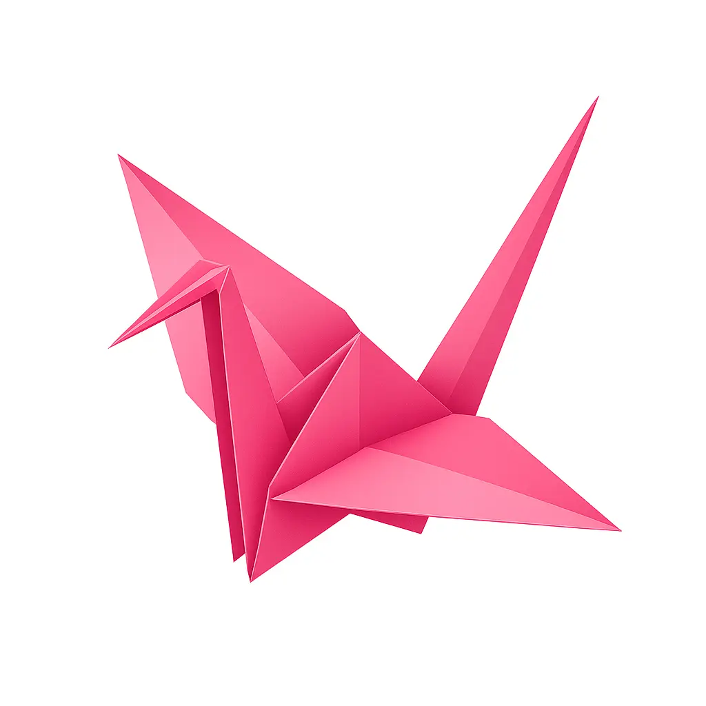 iOS app icon template with pink origami crane