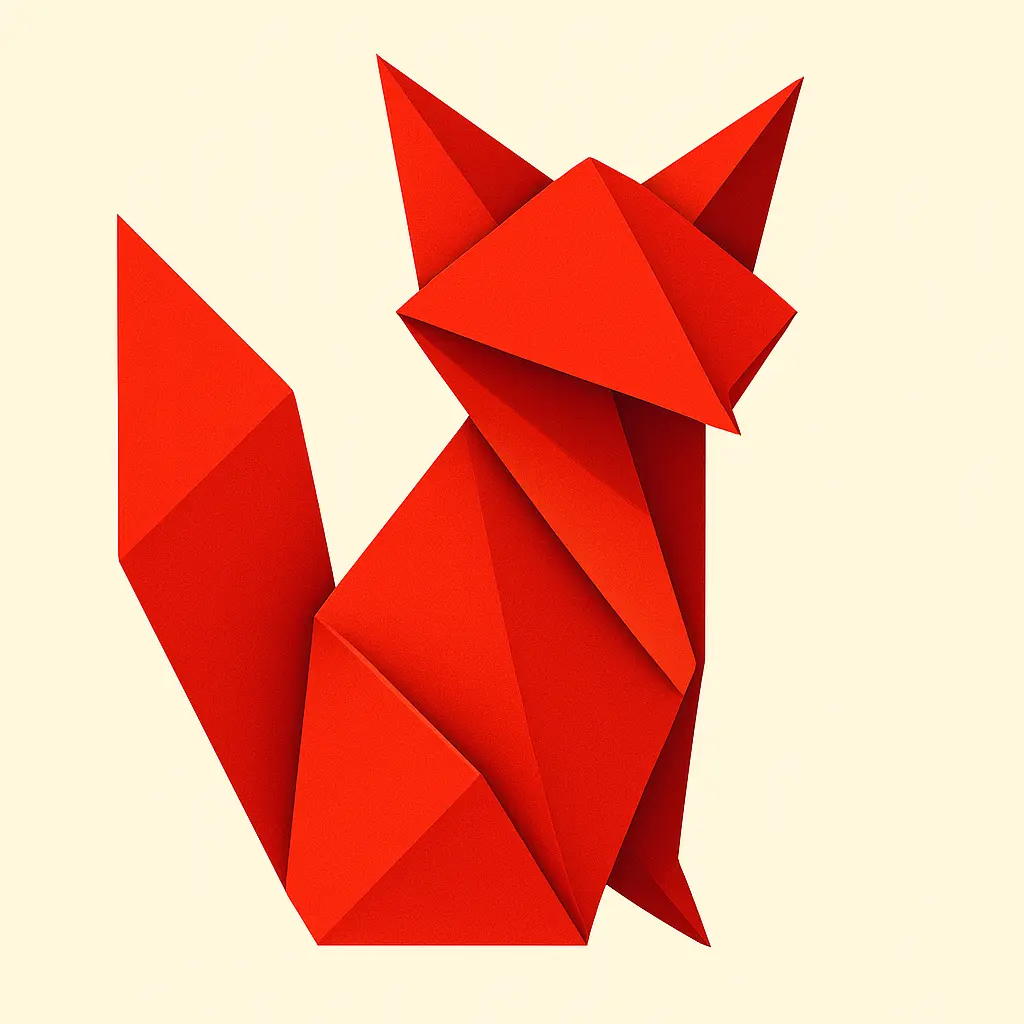 iOS app icon template with red origami fox
