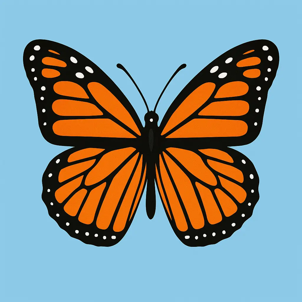 iOS app icon template with orange monarch butterfly