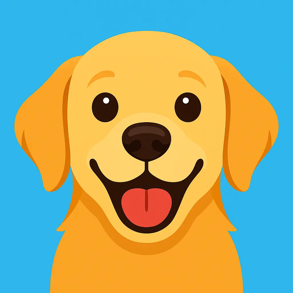 iOS app icon template with golden retriever puppy face