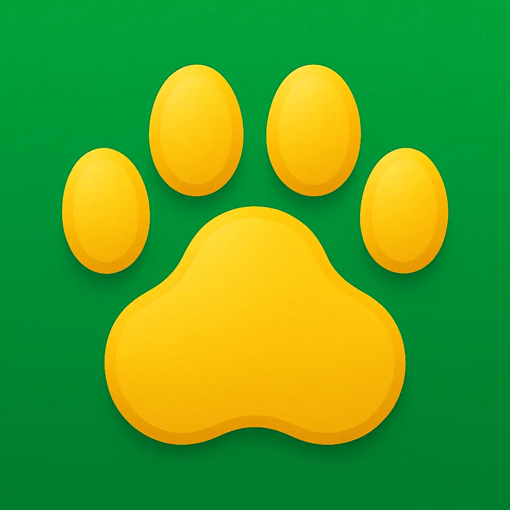 iOS app icon template with golden retriever paw print