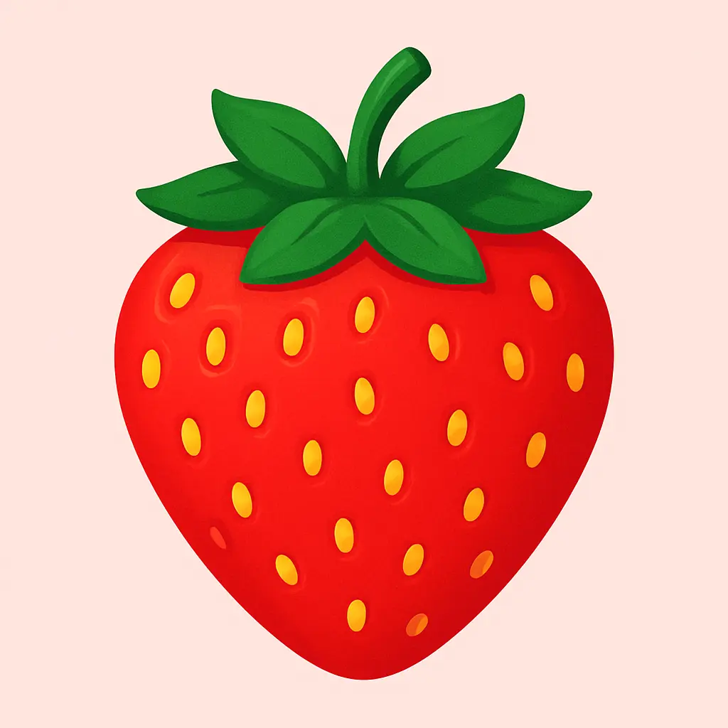 iOS app icon template with bright red strawberry