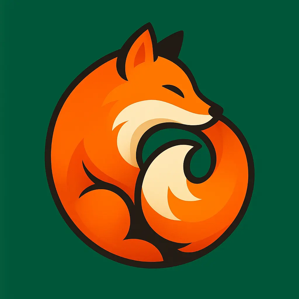 iOS app icon template with orange fox curled circle