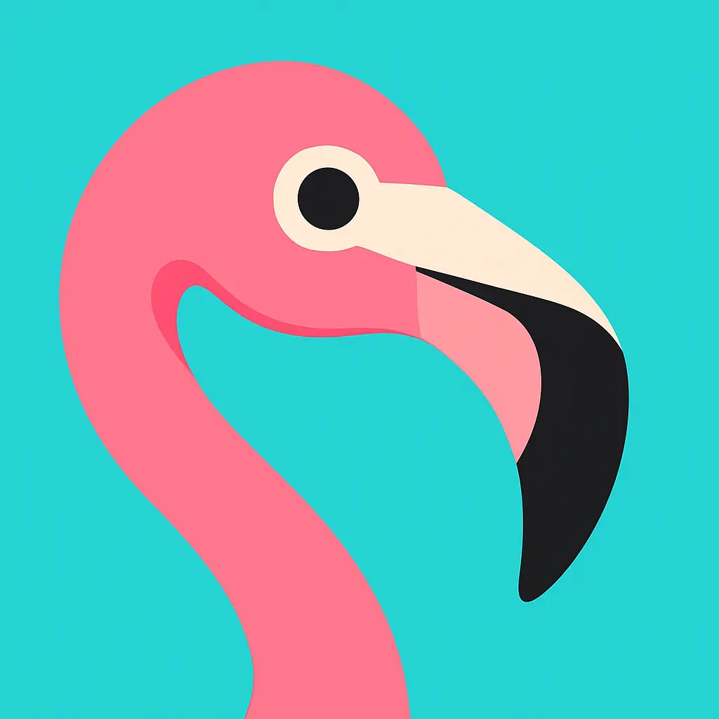 iOS app icon template with pink flamingo head
