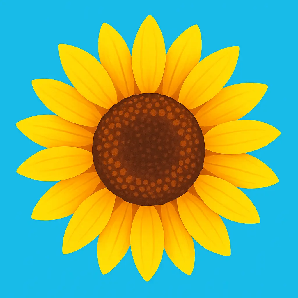 iOS app icon template with sunflower and bold petals