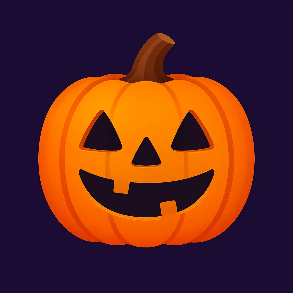 iOS app icon template with orange pumpkin face