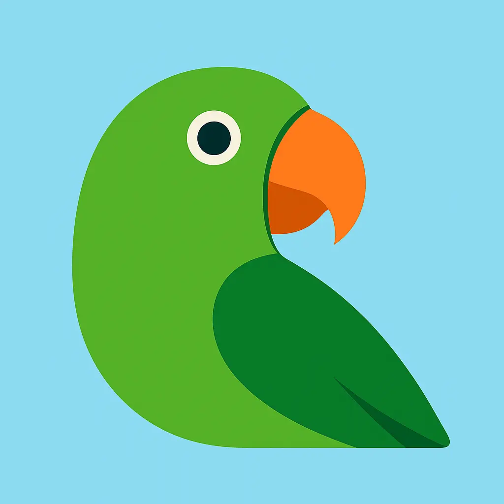 iOS app icon template with green parrot and orange beak