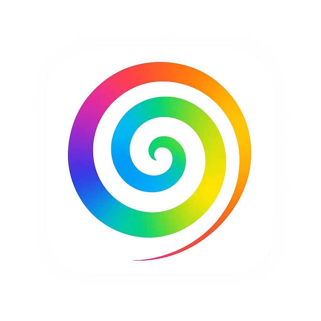 iOS app icon template with rainbow spiral swirl