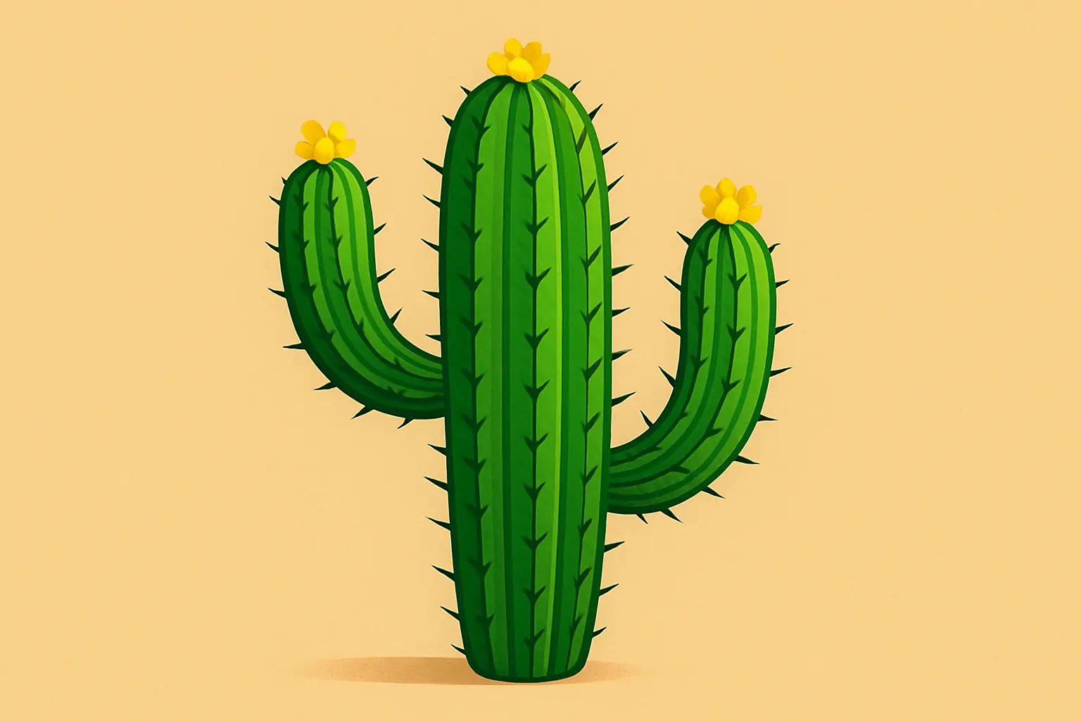 iOS app icon template with green cactus and flowers