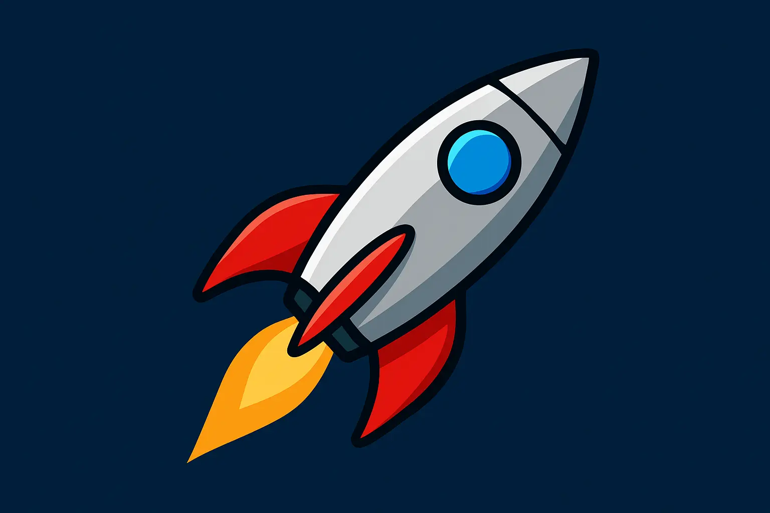 iOS app icon template with silver rocket and red fins