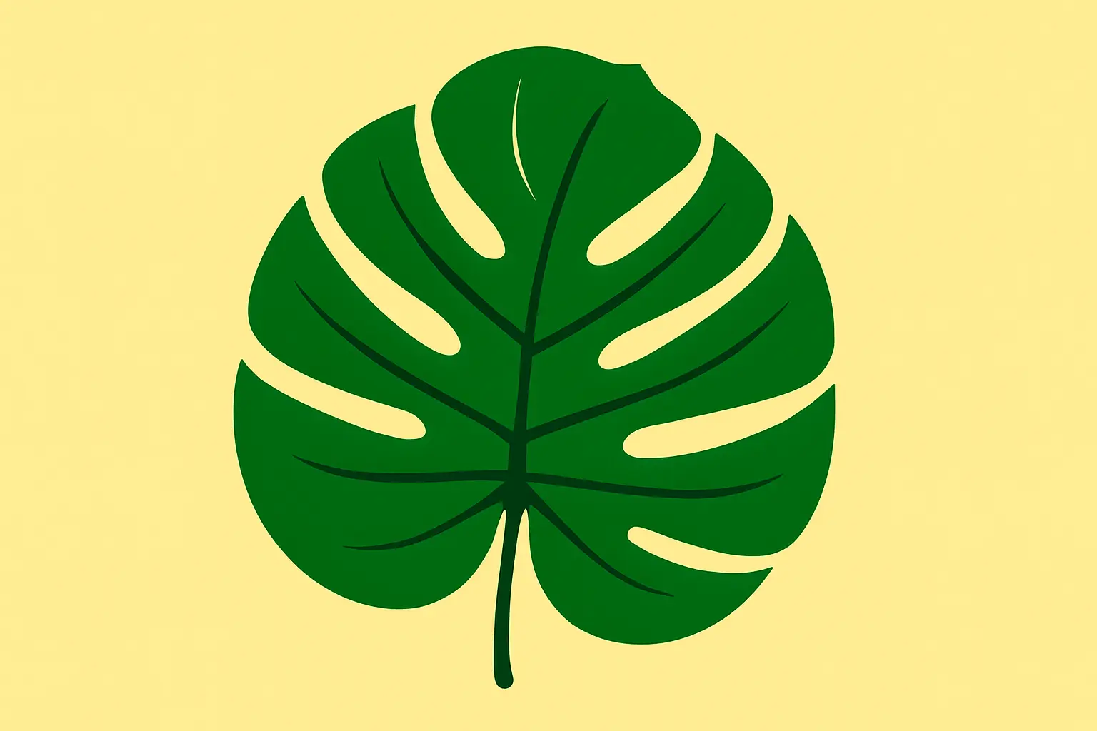 iOS app icon template with green monstera leaf