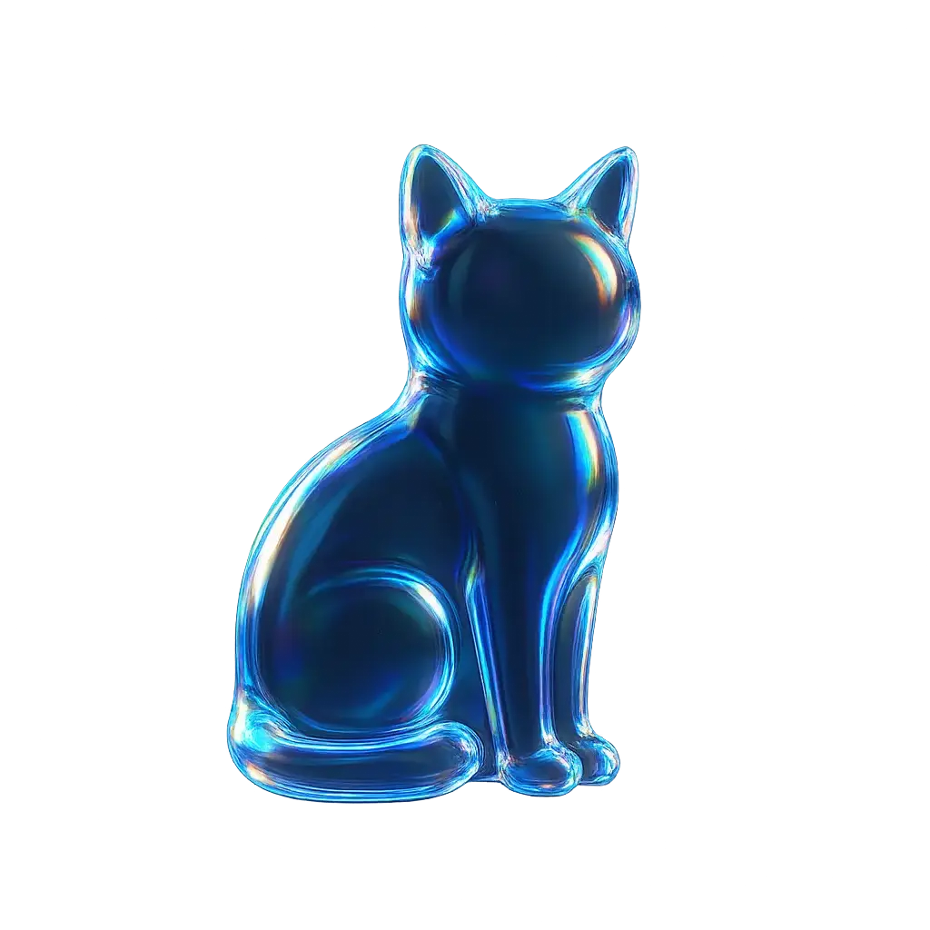 Iridescent Glass 3D Icon template cat silhouette