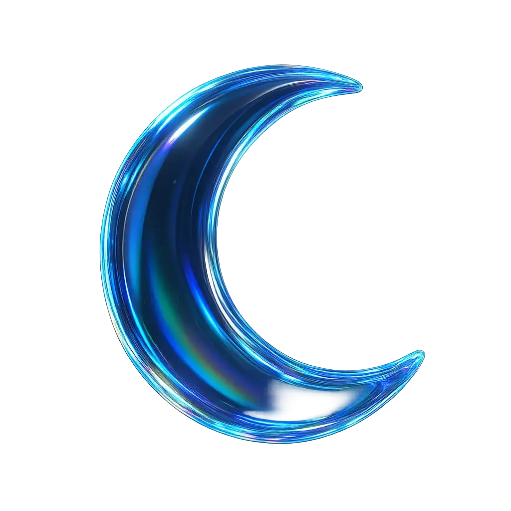 Iridescent Glass 3D Icon template crescent moon