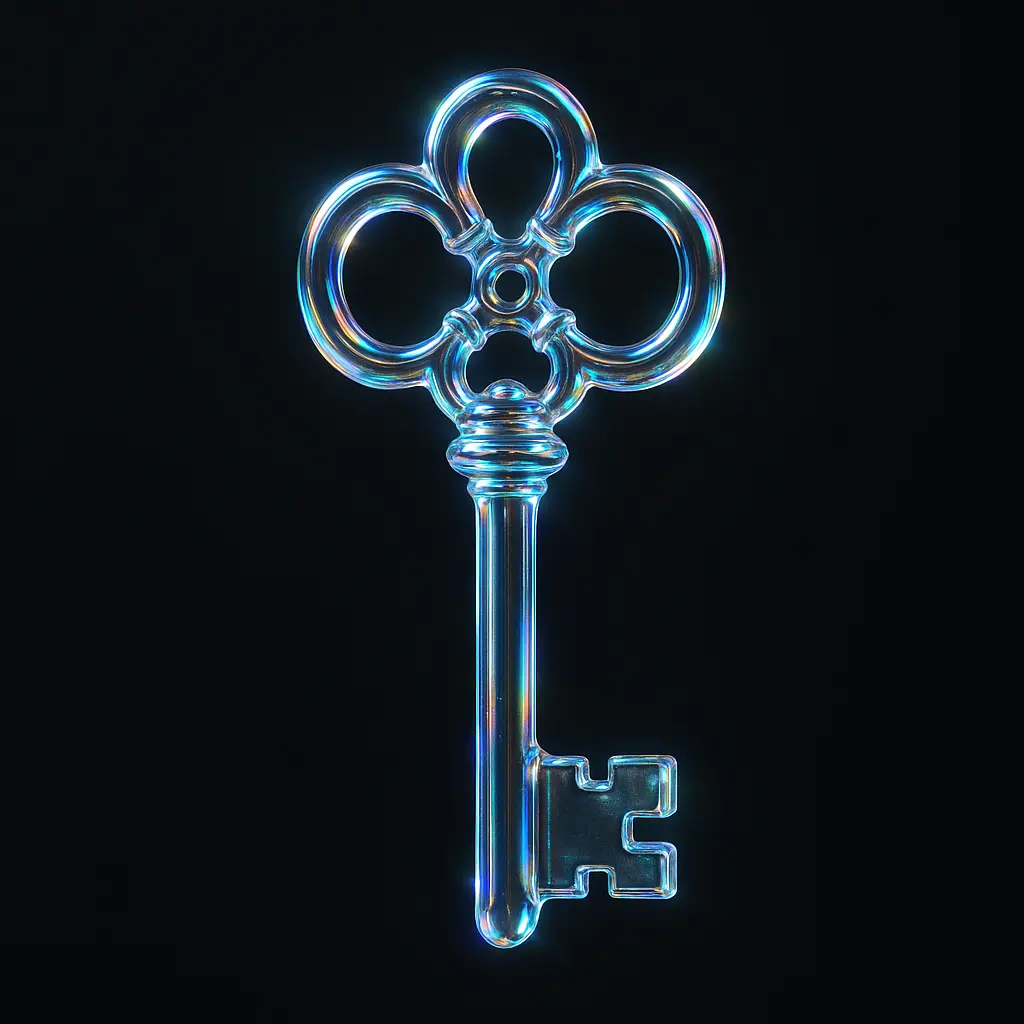 Iridescent Glass 3D Icon template ornate key