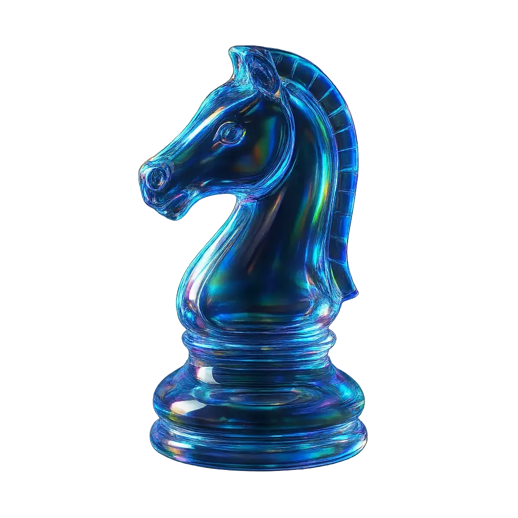 Iridescent Glass 3D Icon template chess knight