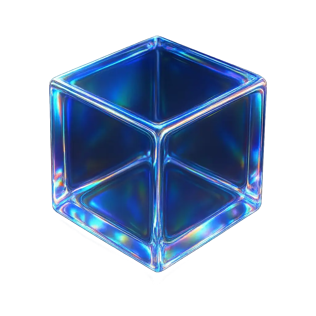 Iridescent Glass 3D Icon template geometric cube
