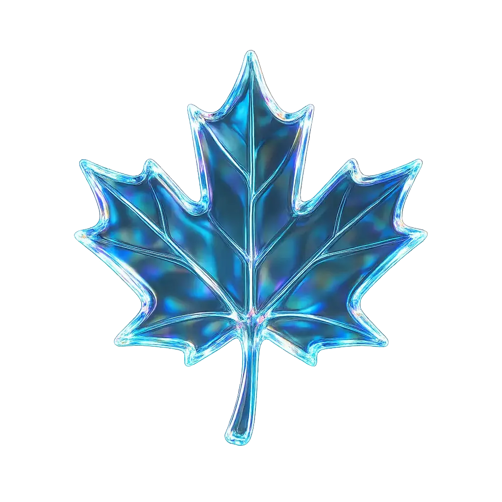 Iridescent Glass 3D Icon template maple leaf
