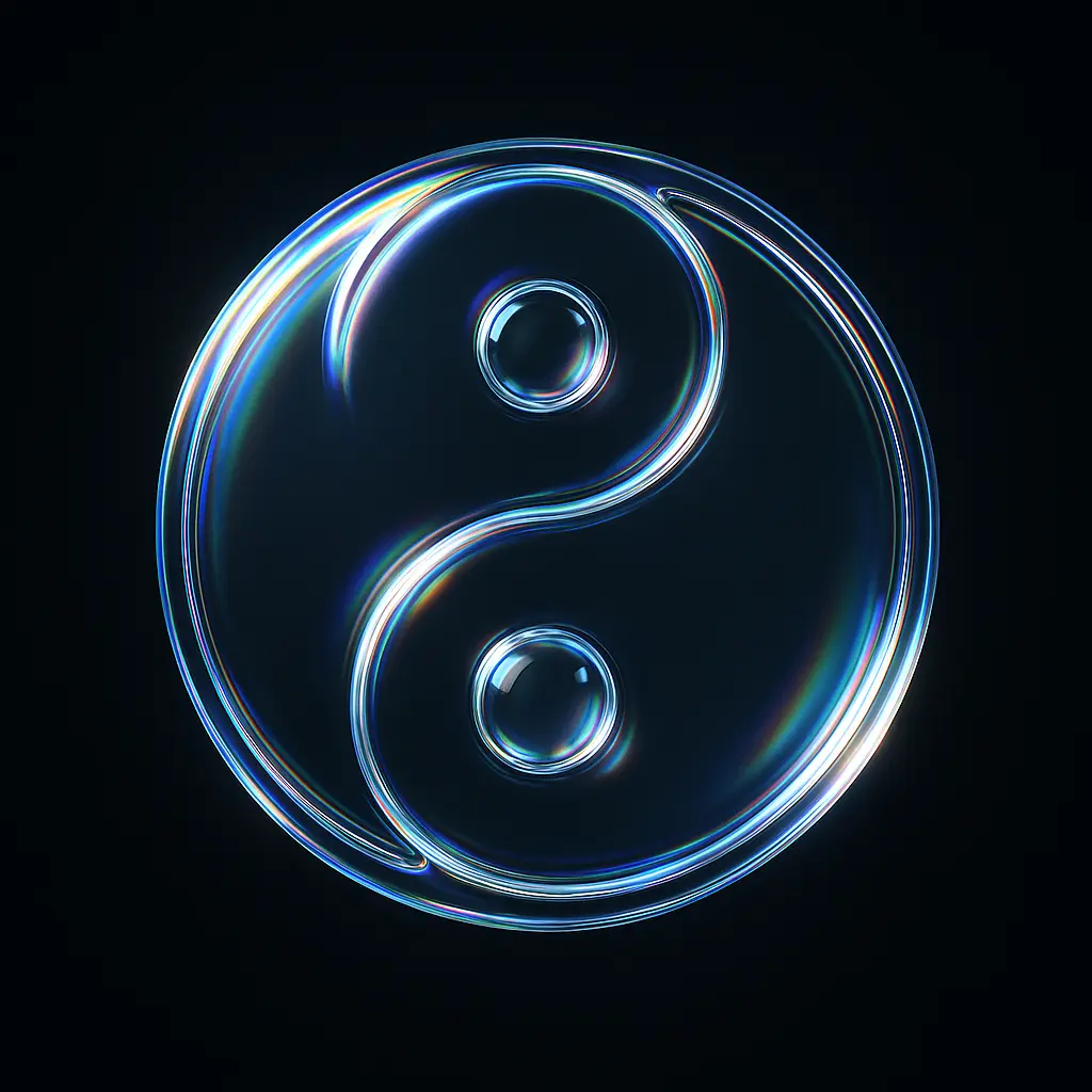Iridescent Glass 3D Icon template yin yang