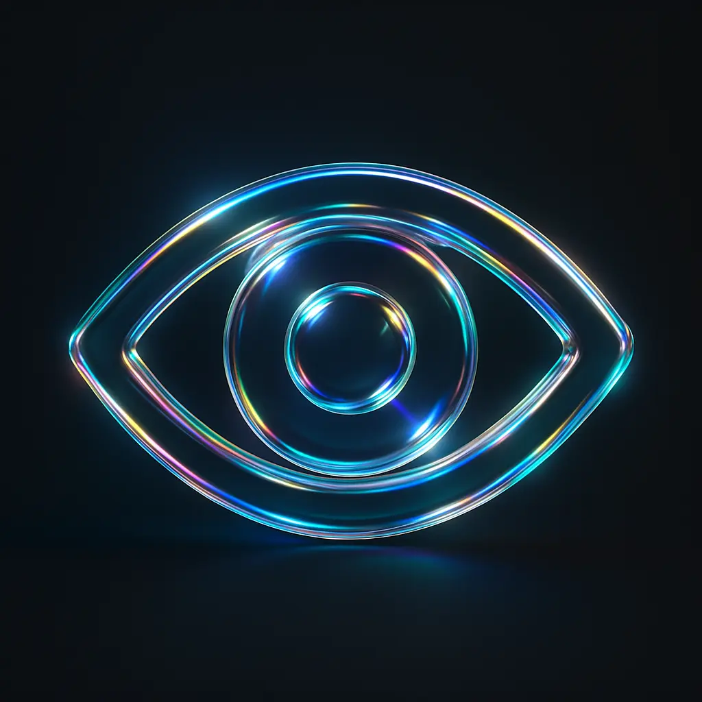 Iridescent Glass 3D Icon template eye symbol