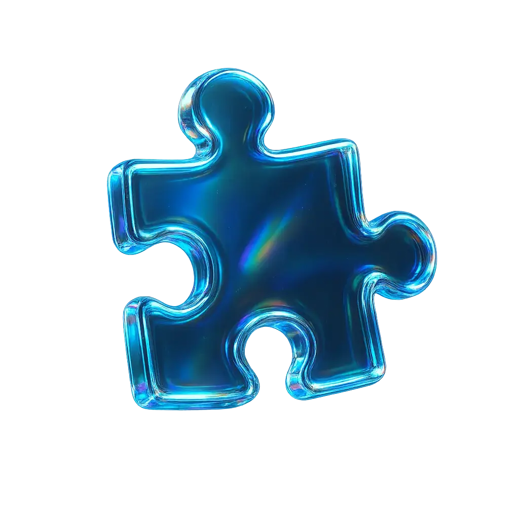 Iridescent Glass 3D Icon template puzzle piece