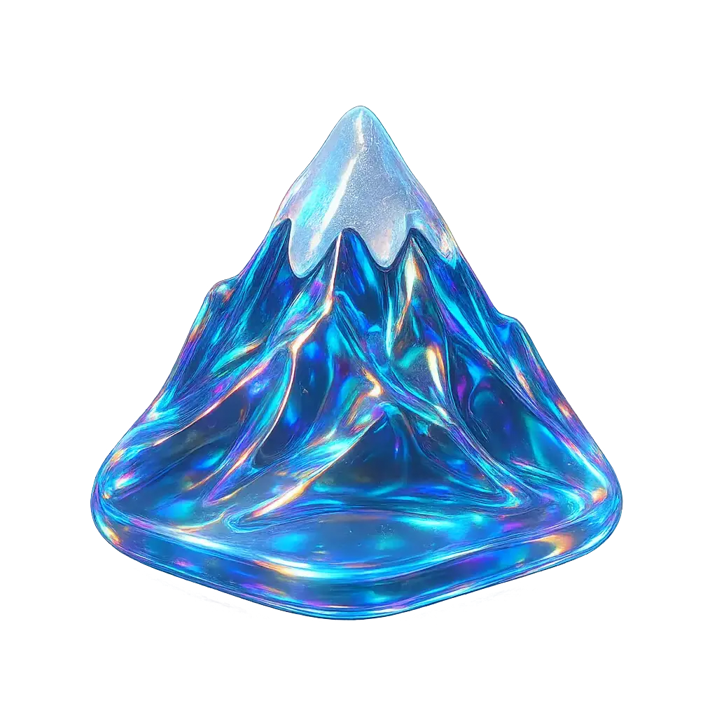 Iridescent Glass 3D Icon template snowy mountain