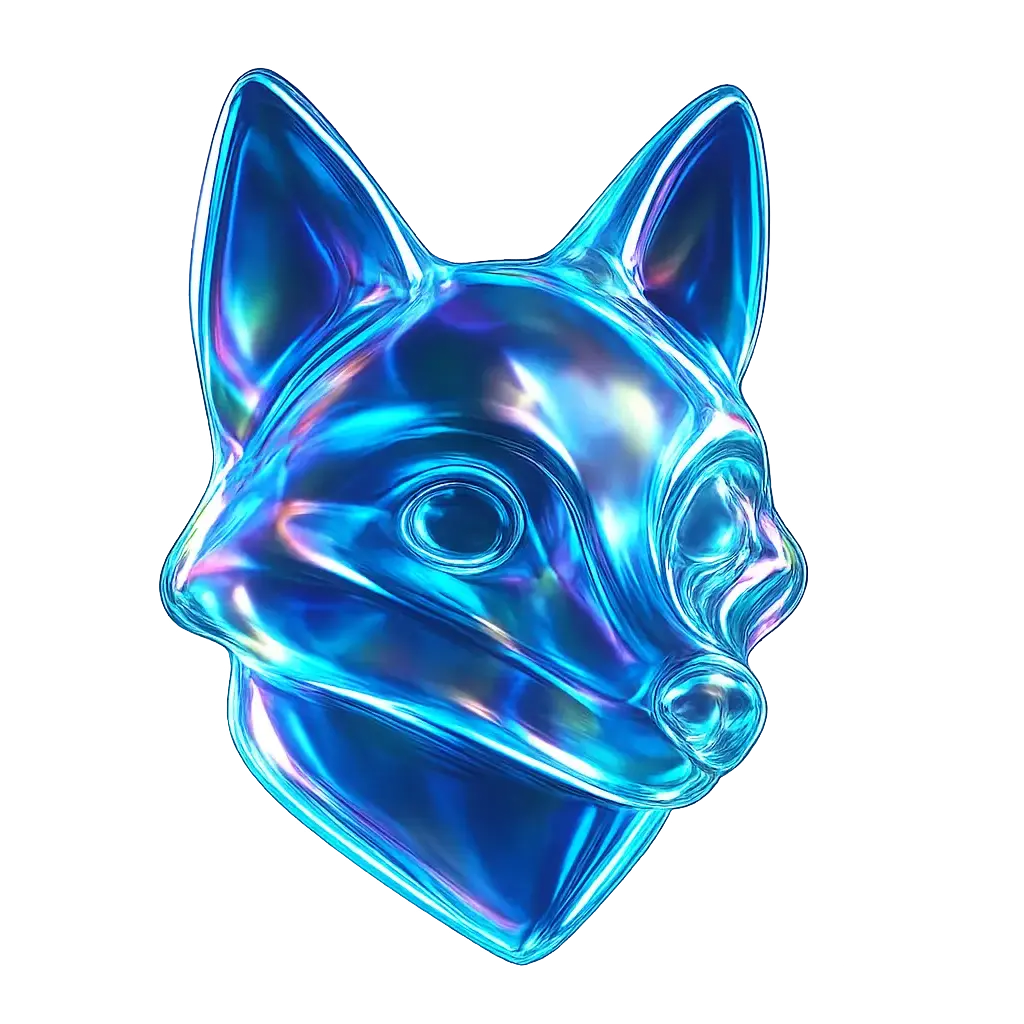 Iridescent Glass 3D Icon template fox head