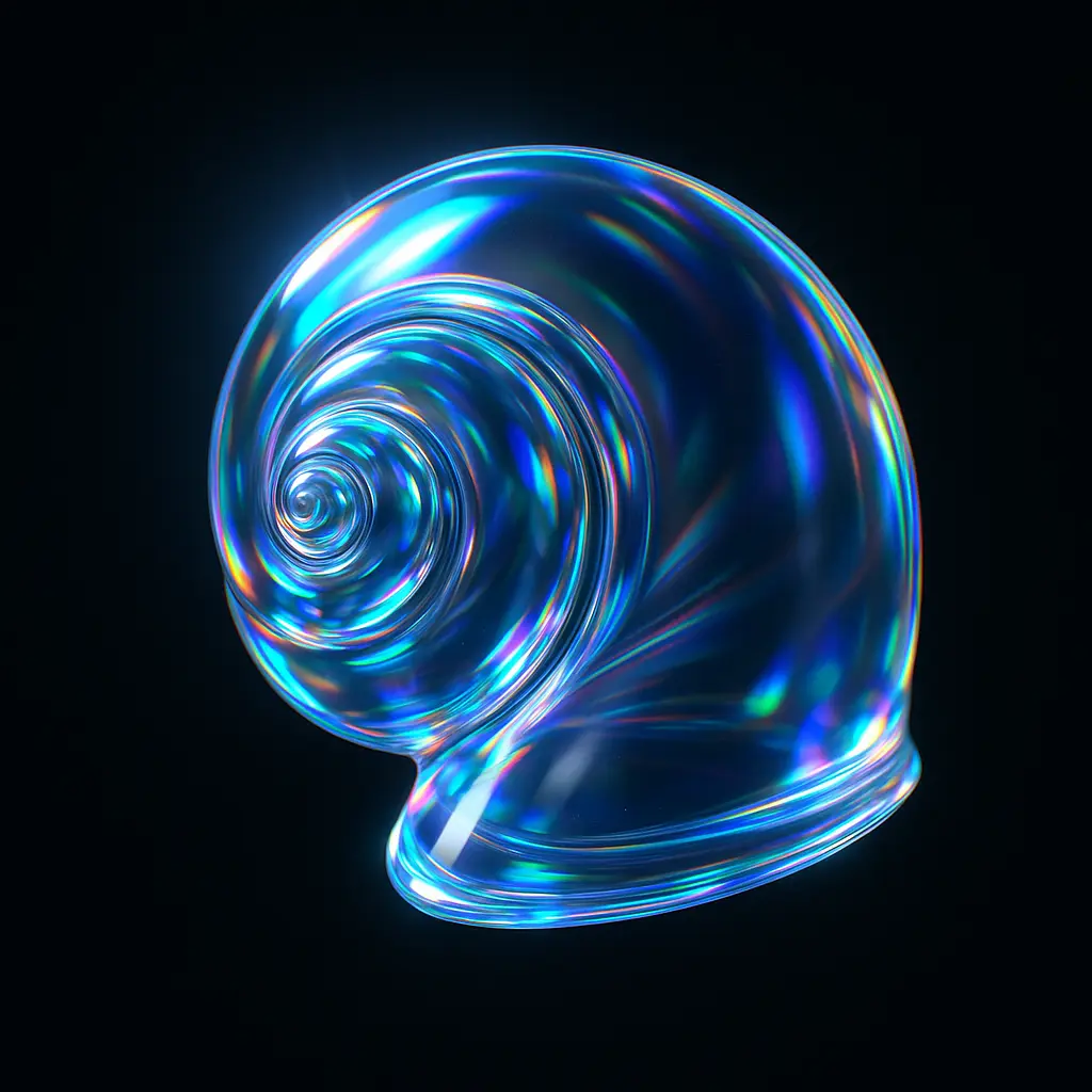 Iridescent Glass 3D Icon template spiral seashell