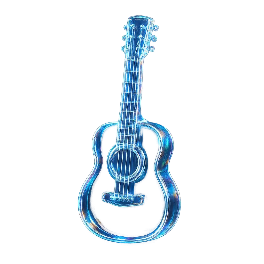 Iridescent Glass 3D Icon template musical guitar