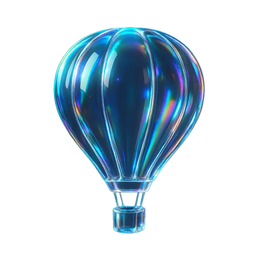 Iridescent Glass 3D Icon template hot air balloon