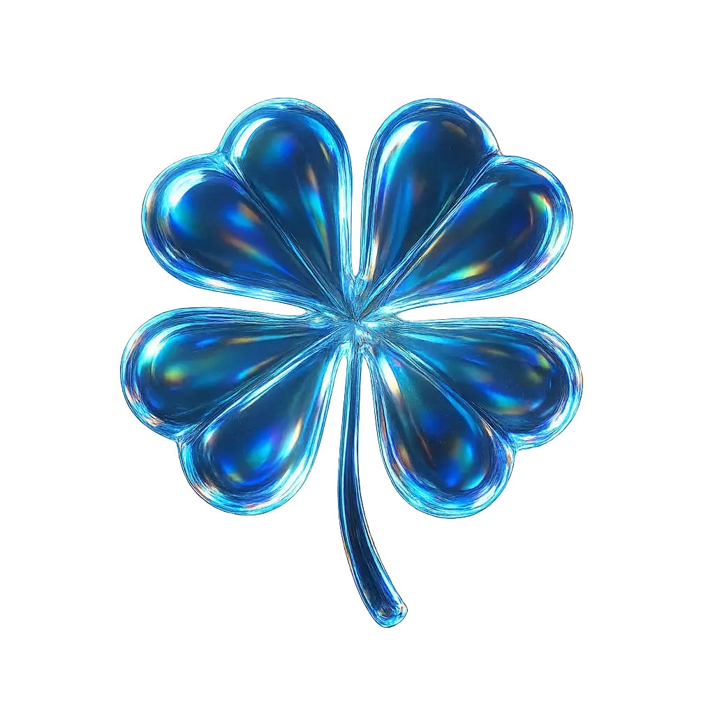 Iridescent Glass 3D Icon template four-leaf clover