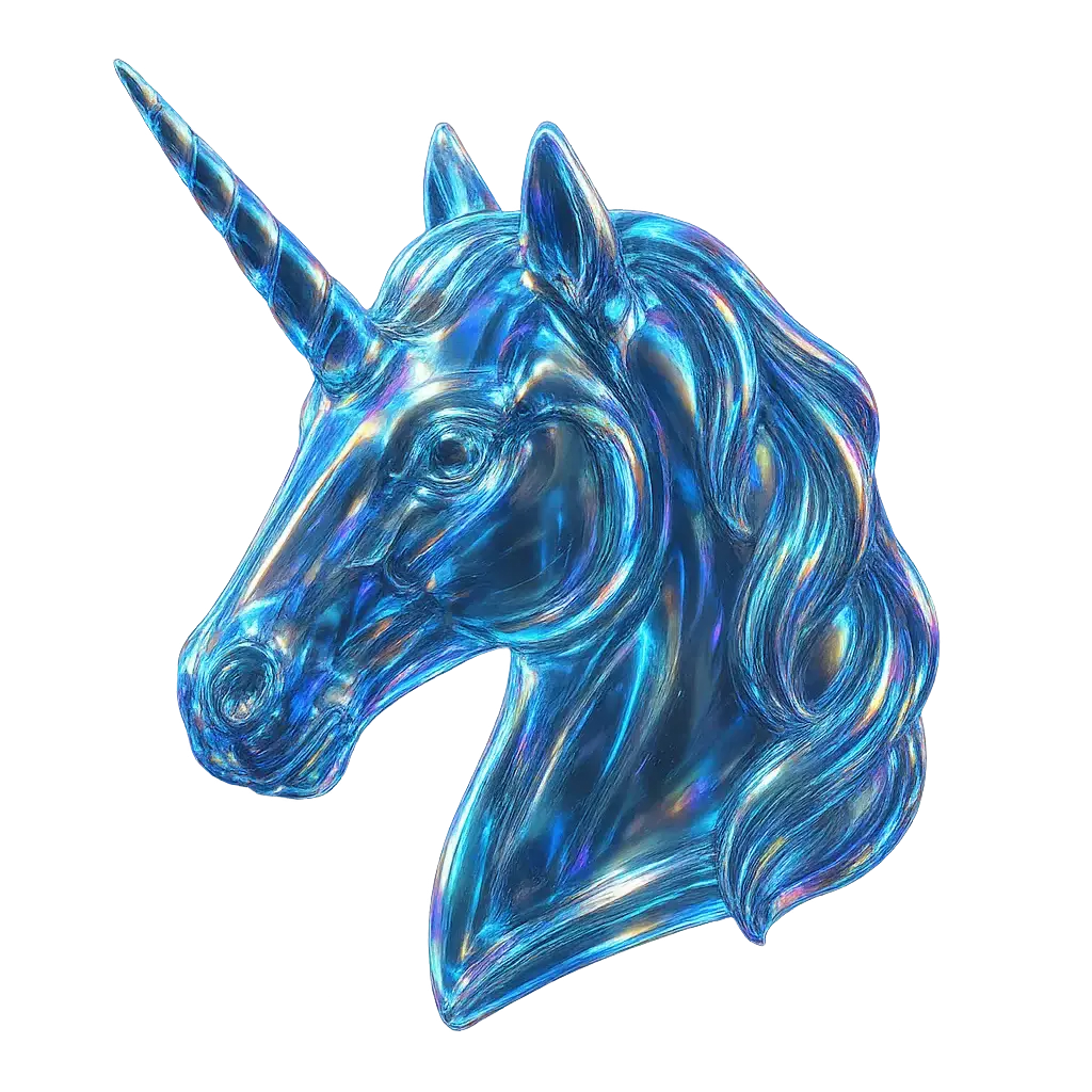 Iridescent Glass 3D Icon template unicorn head