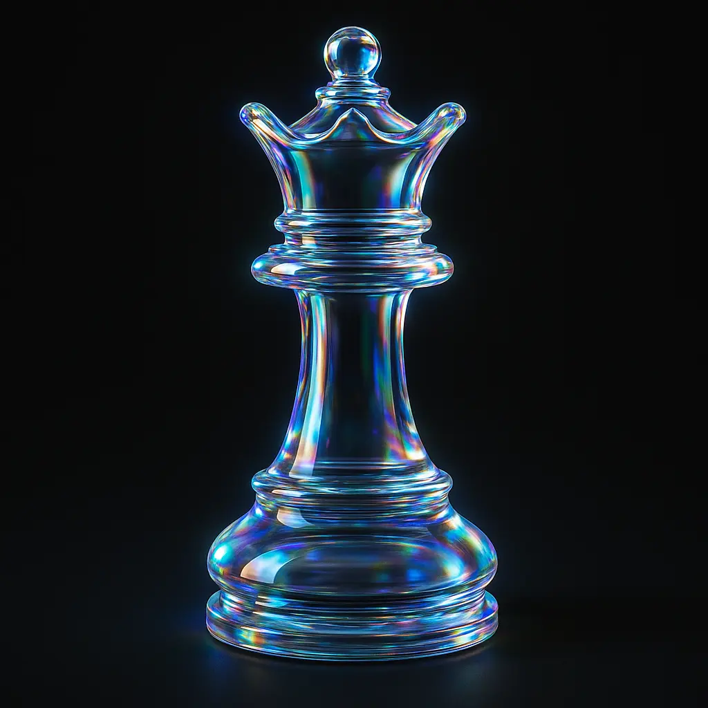 Iridescent Glass 3D Icon template chess queen
