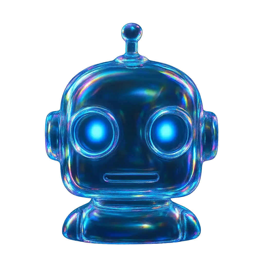Iridescent Glass 3D Icon template robot head