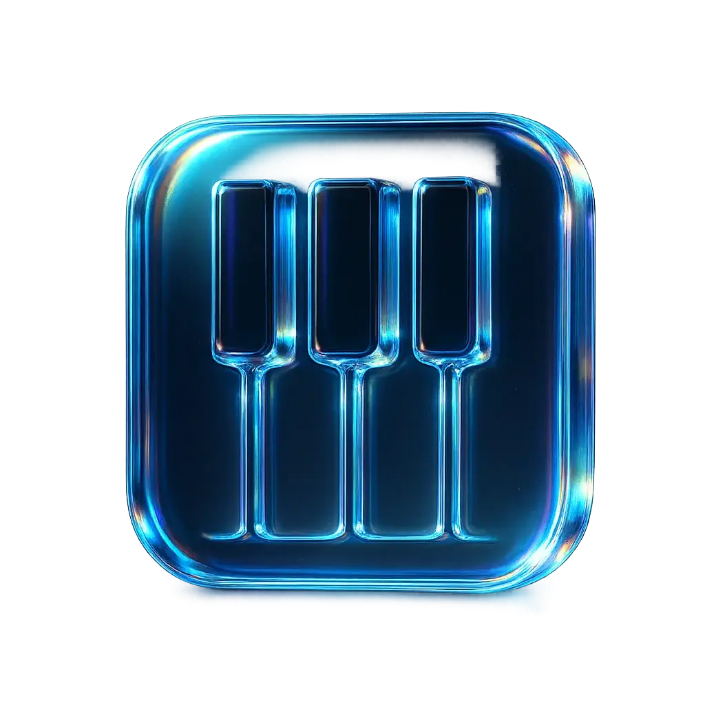 Iridescent Glass 3D Icon template piano key